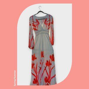 Pleated Flower maxi dress